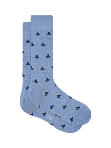 Paul Smith Norbert Duck Cotton Rich Socks, Blue Teal, Blue Teal