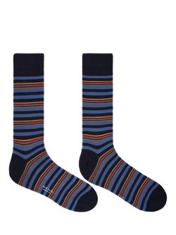 Paul Smith Cotton Rich Stripe & Square Socks, Pack of 2, Black - view 2, Black