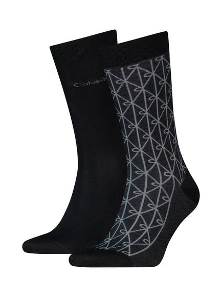Calvin Klein Mercerised Combed Cotton Blend Logo Socks, Pack of 2, Black, Black