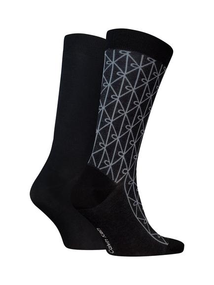 Calvin Klein Mercerised Combed Cotton Blend Logo Socks, Pack of 2, Black - view 2, Black