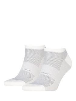 Calvin Klein Coolmax Cotton Blend Trainer Socks, Pack of 2, White, White