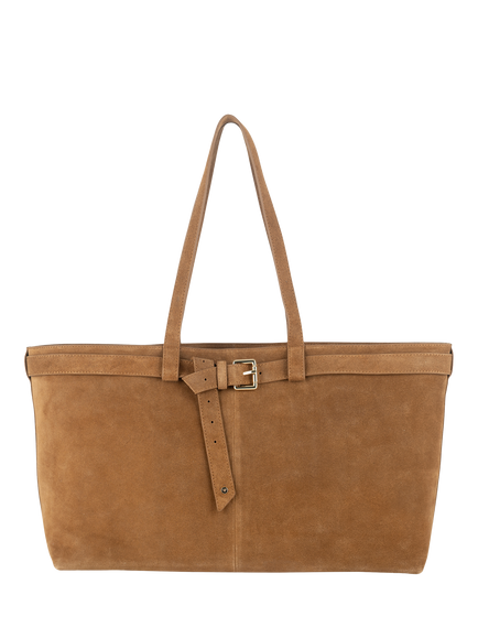 Apatchy London Esme East West Suede Shoulder Bag, Tan