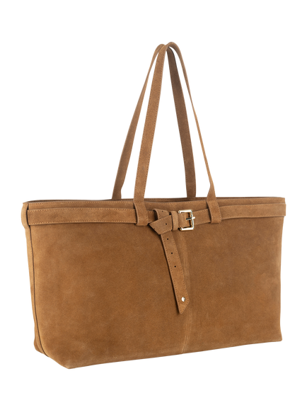 Apatchy London Esme East West Suede Shoulder Bag - view 2, Tan