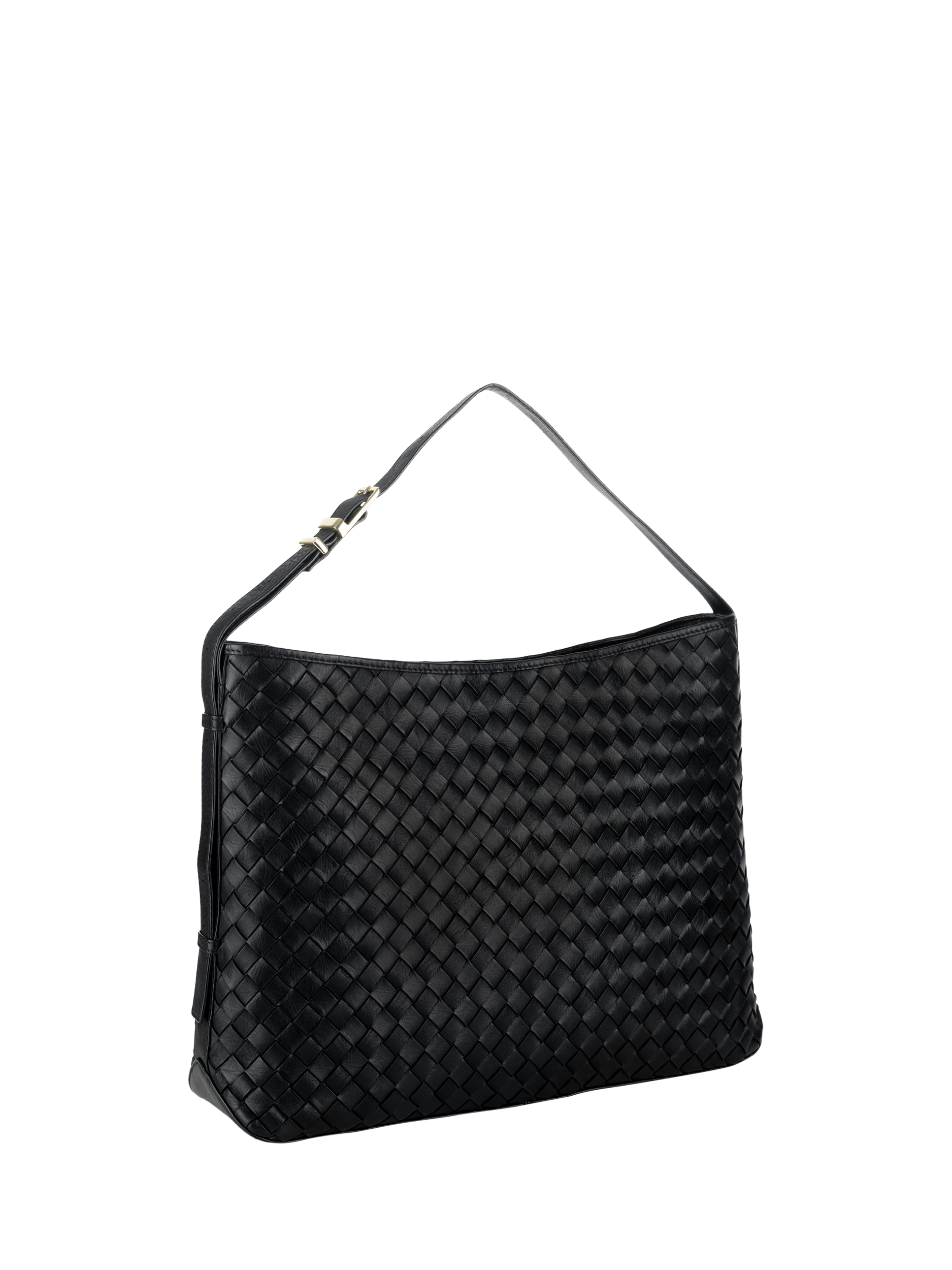 Product image 2 of 5, which shows Apatchy London Holly Woven Leather Handbag, Black