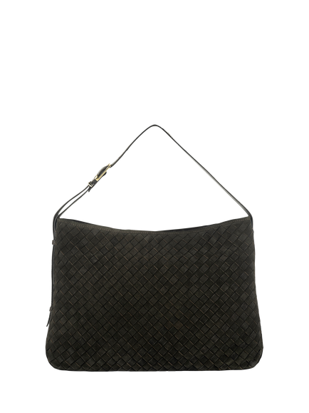 Apatchy London Holly Woven Suede Handbag, Chocolate, Chocolate