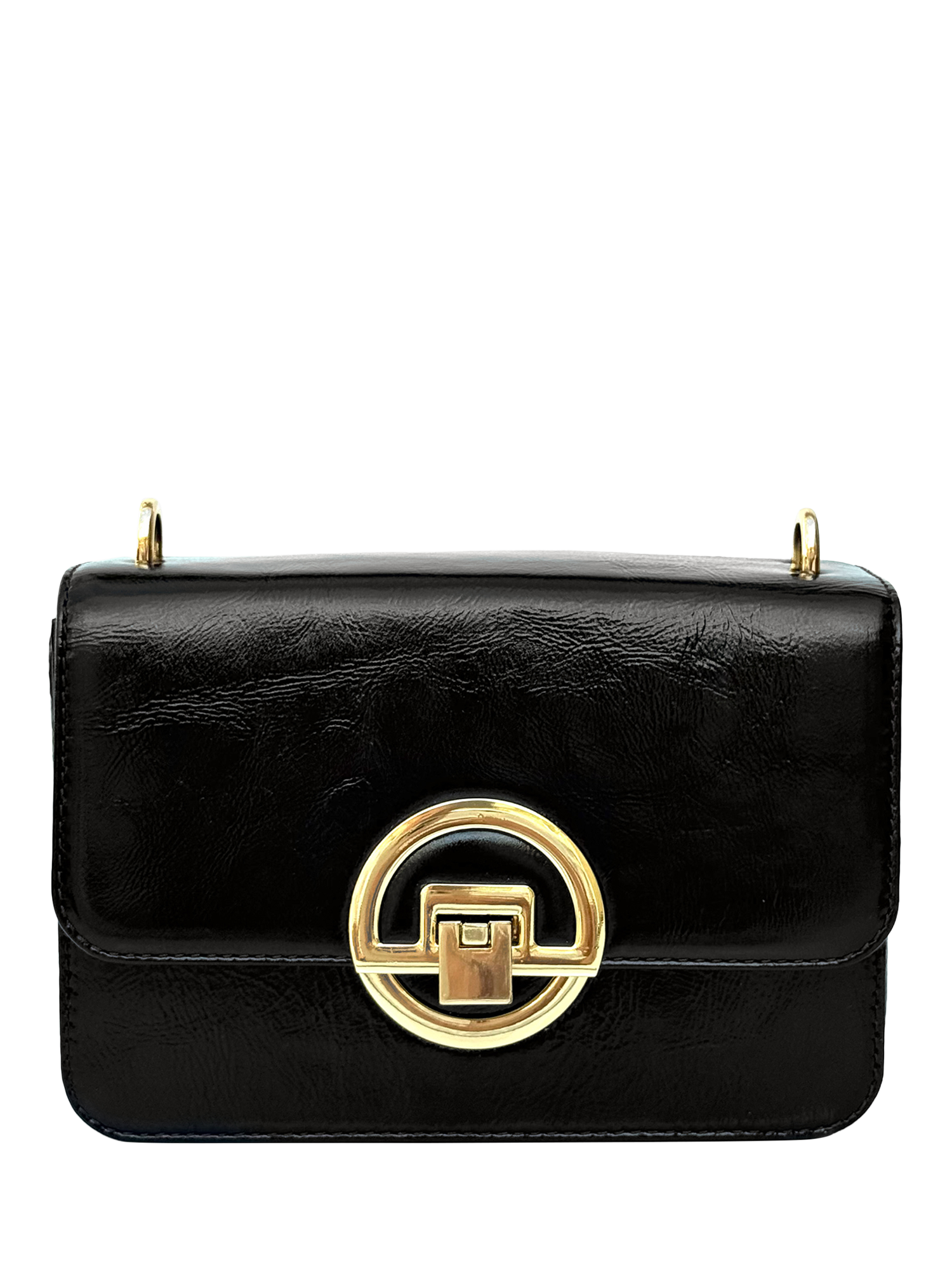 Product image 1 of 6, which shows Apatchy London Tilly Leather Shoulder Bag, Black