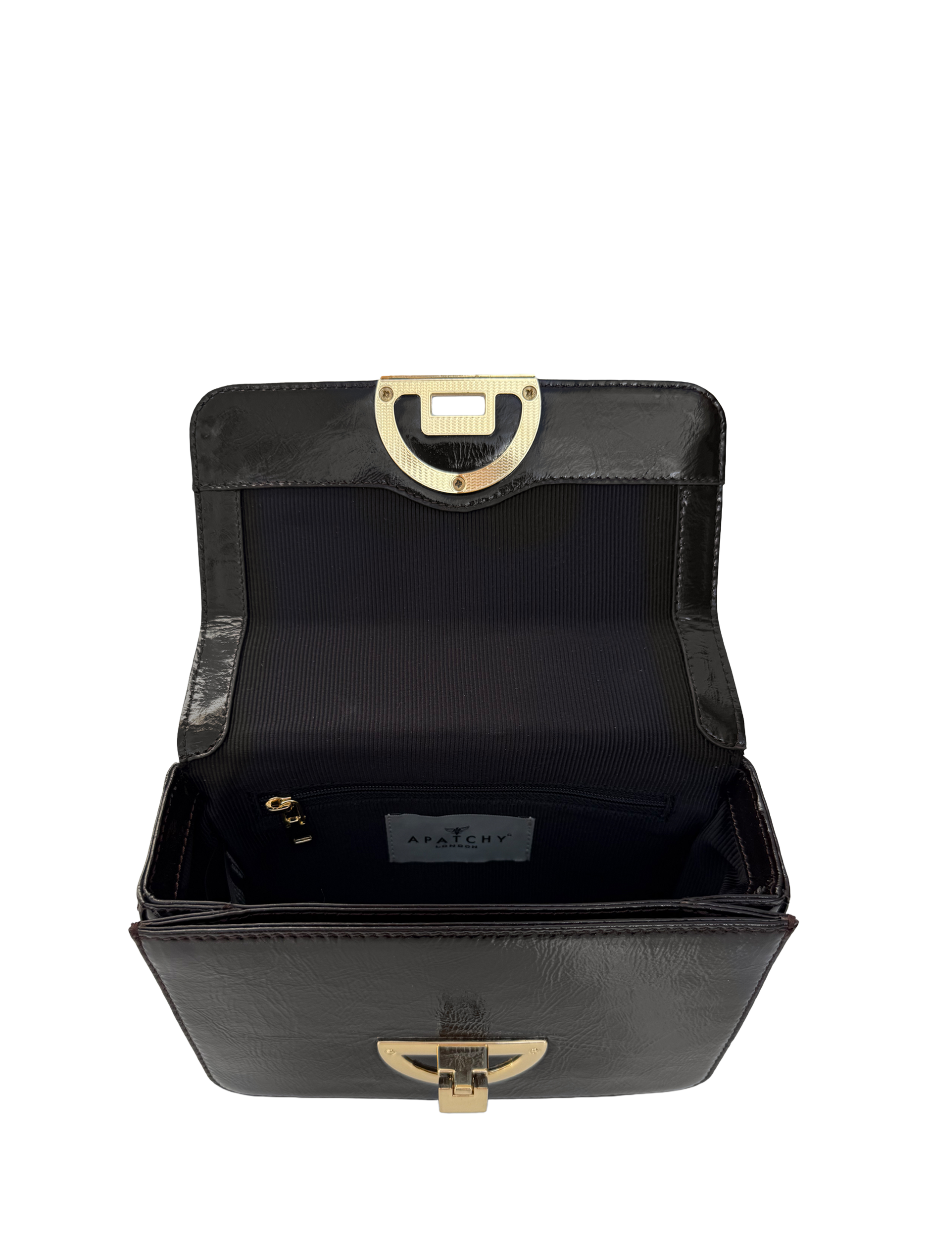 Product image 5 of 6, which shows Apatchy London Tilly Leather Shoulder Bag, Black