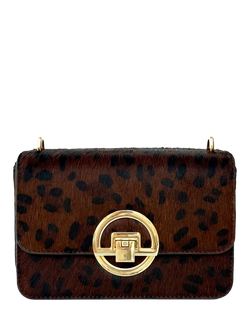 Apatchy London Tilly Leather Leopard Shoulder Bag, Brown, Brown
