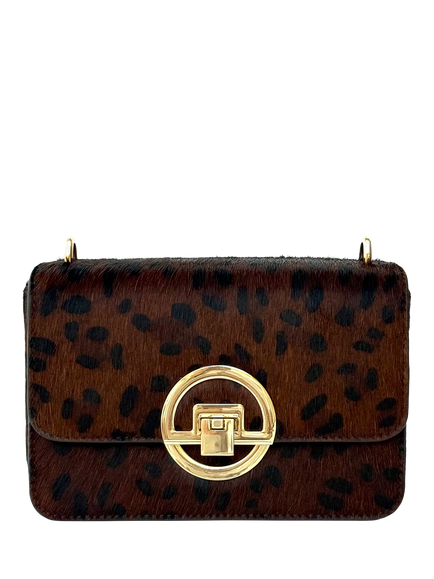 Apatchy London Tilly Leather Leopard Shoulder Bag, Brown, Brown