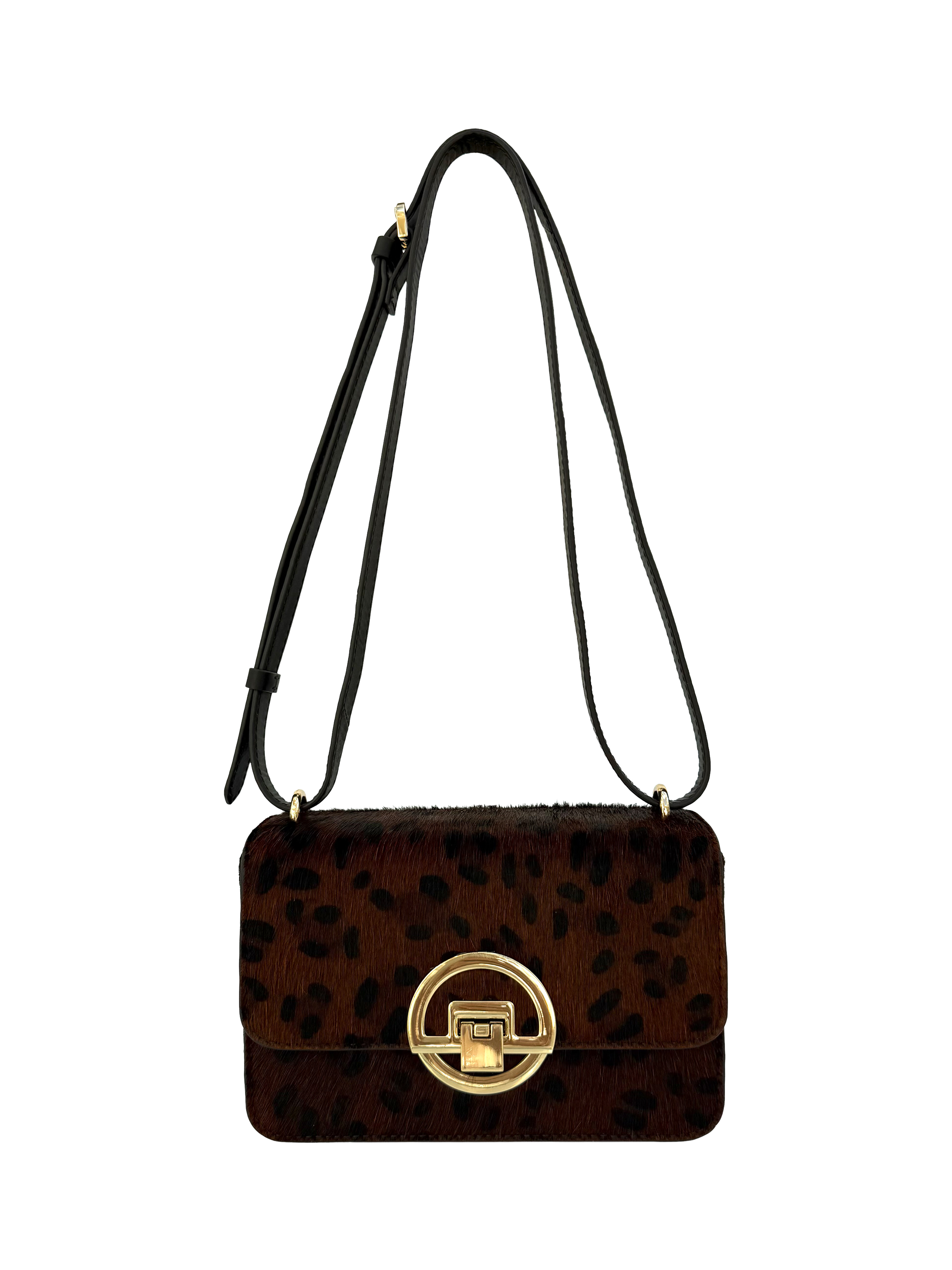 Product image 2 of 6, which shows Apatchy London Tilly Leather Leopard Shoulder Bag, Brown