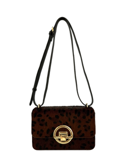 Apatchy London Tilly Leather Leopard Shoulder Bag, Brown - view 2, Brown