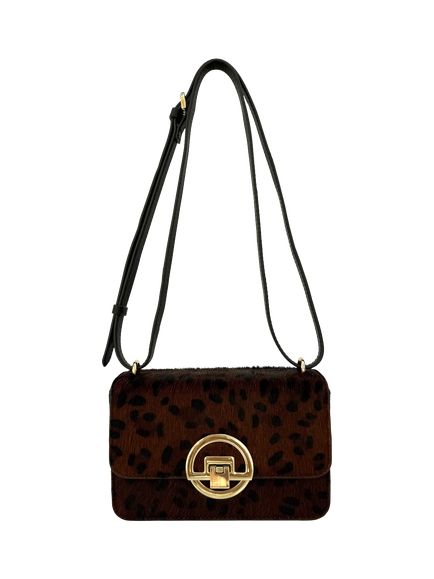 Apatchy London Tilly Leather Leopard Shoulder Bag, Brown - view 2, Brown