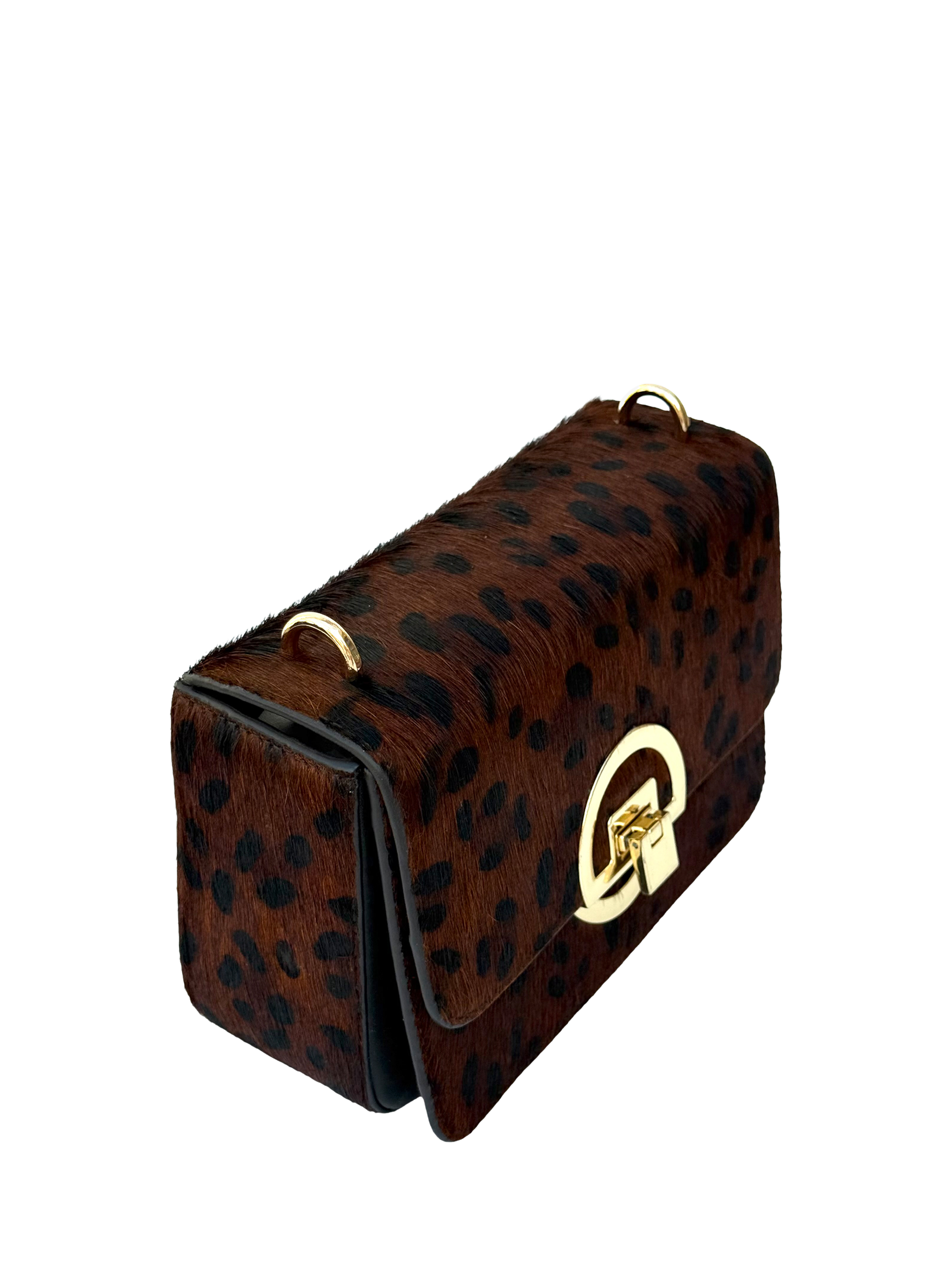 Product image 3 of 6, which shows Apatchy London Tilly Leather Leopard Shoulder Bag, Brown