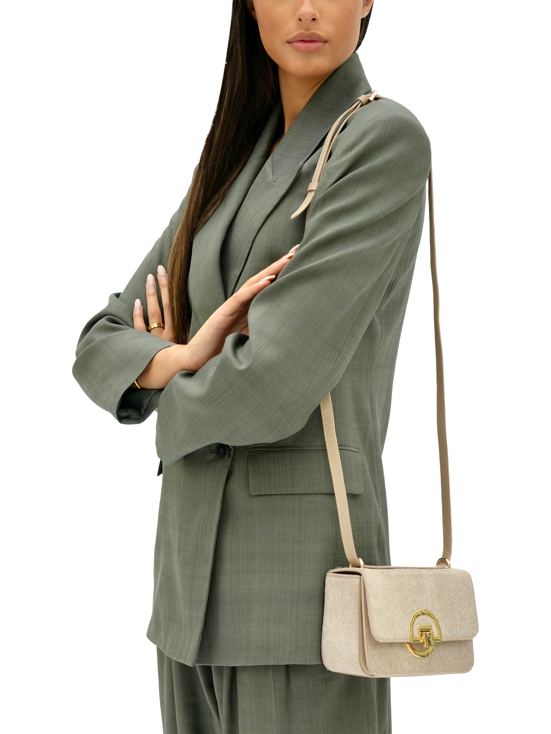 Product image 6 of 6, which shows Apatchy London Tilly Leather Shoulder Bag, Sand