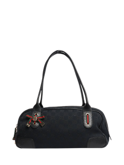 Pre-loved GUCCI GG Canvas Princess Web Sherry Line Top Handle Bag, Black, Black
