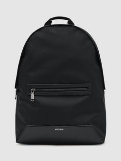 Reiss Allen Woven Zipped Backpack, Black, Black