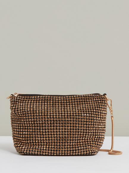Reiss Leah Diamante Embellished Clutch Bag, Gold, Gold