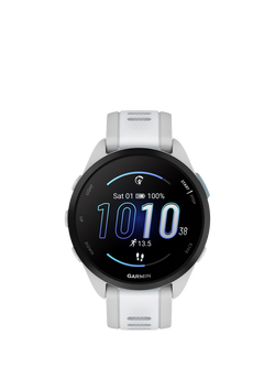 Garmin Forerunner 165 Music GPS Running Smartwatch, Whitestone