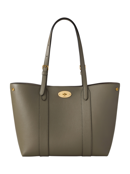 Mulberry Small Bayswater Leather Tote Bag, Linen Green/Khaki