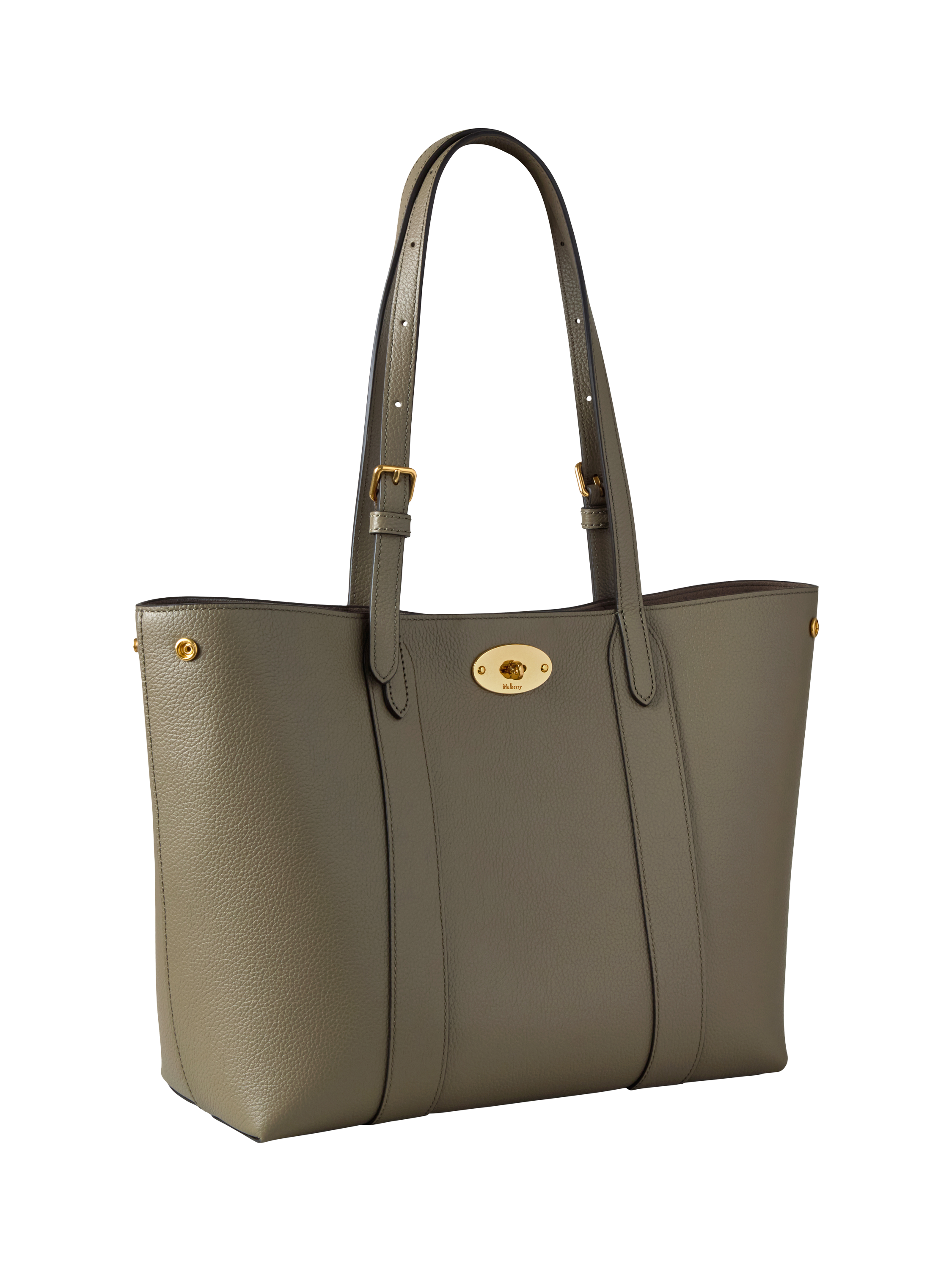 Product image 3 of 6, which shows Mulberry Small Bayswater Leather Tote Bag, Linen Green/Khaki