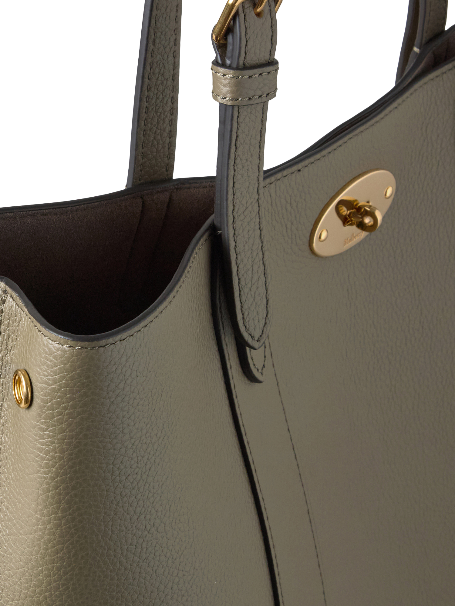 Product image 4 of 6, which shows Mulberry Small Bayswater Leather Tote Bag, Linen Green/Khaki
