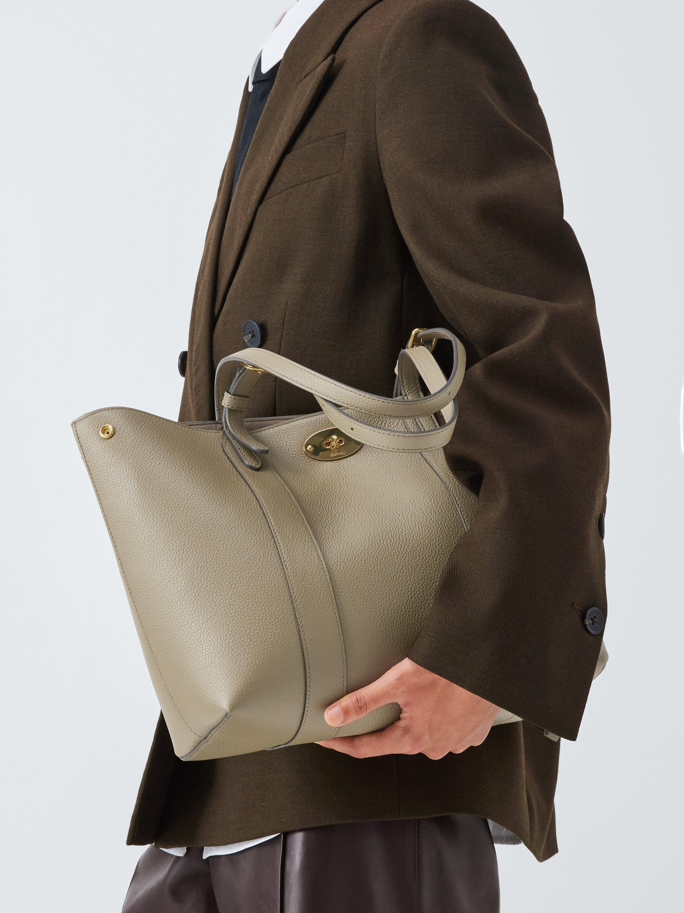 Product image 6 of 6, which shows Mulberry Small Bayswater Leather Tote Bag, Linen Green/Khaki