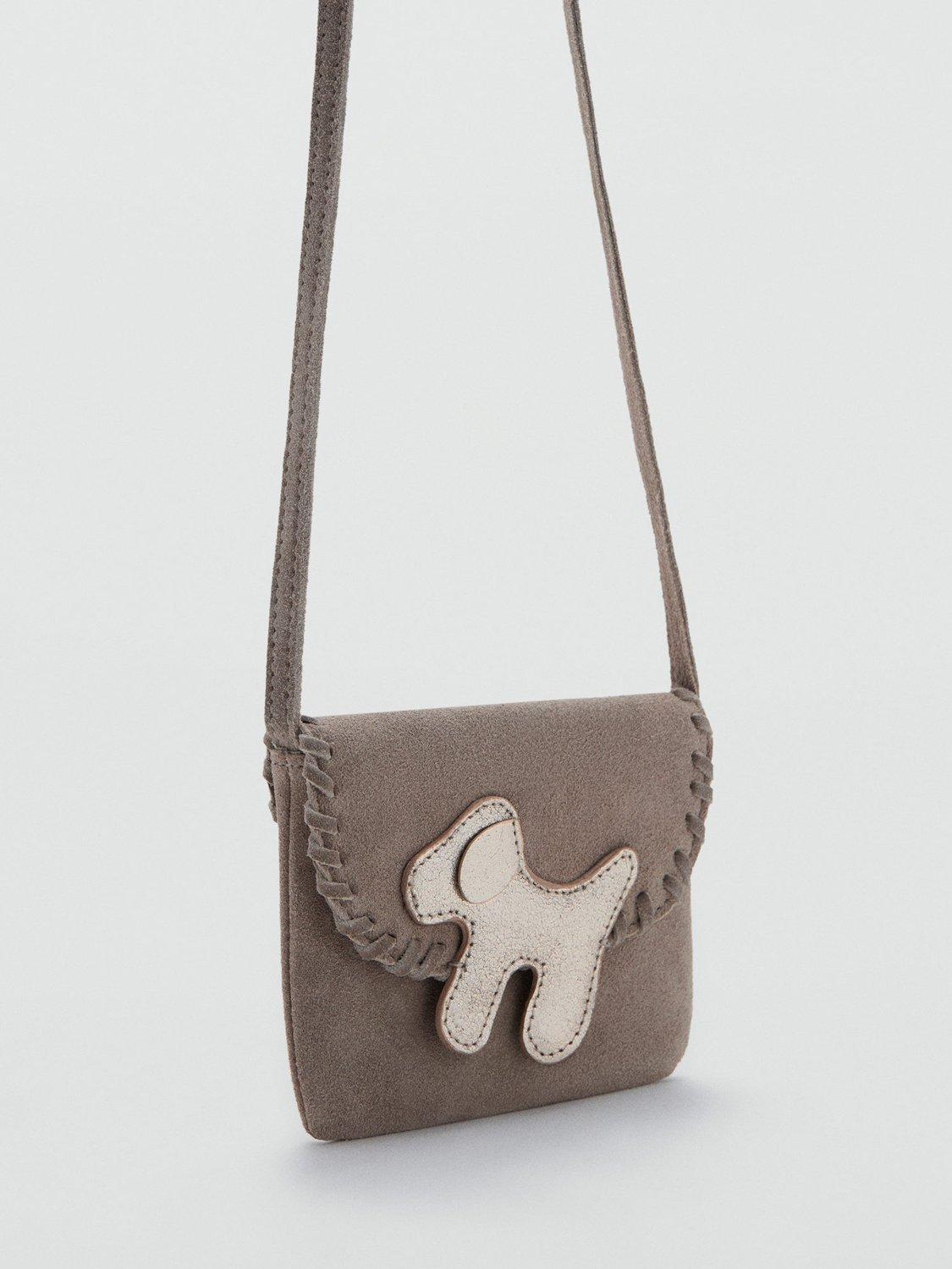 Product image 2 of 5, which shows Mango Doggy Suede Crossbody Bag, Taupe