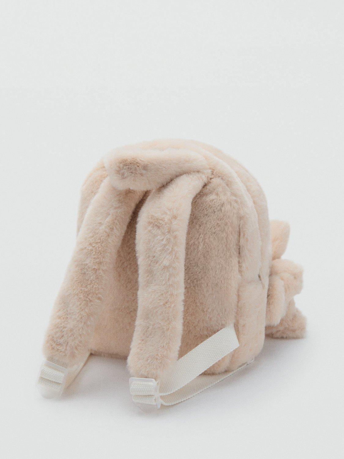 Product image 3 of 5, which shows Mango Kids' Faux Fur Bunny Backpack, Beige