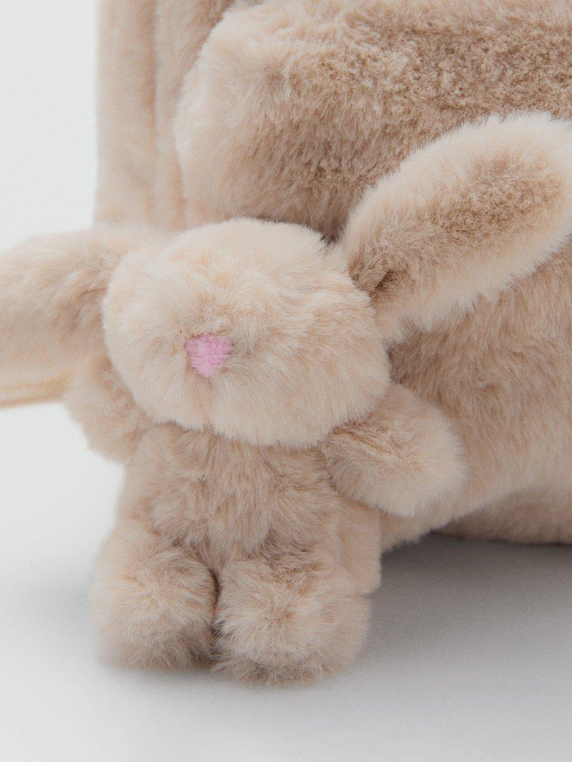 Product image 4 of 5, which shows Mango Kids' Faux Fur Bunny Backpack, Beige