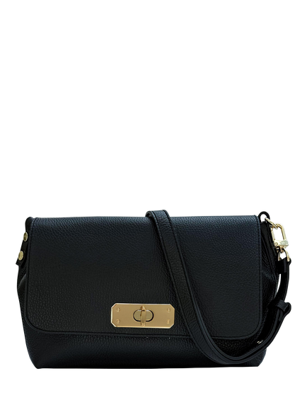 Apatchy London The Maisie Maxi Leather Crossbody Bag, Black