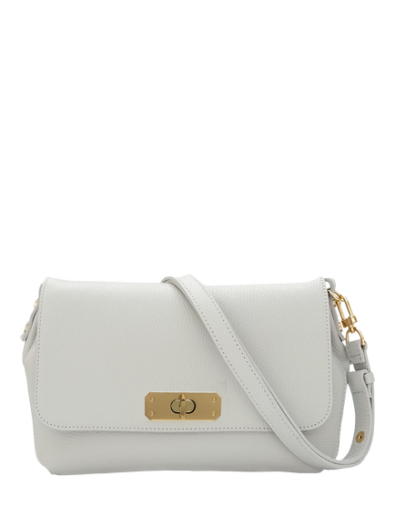 Apatchy London The Maisie Maxi Leather Crossbody Bag, Pale Grey