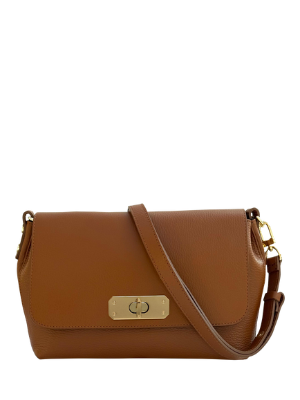 Apatchy London The Maisie Maxi Leather Crossbody Bag, Tan