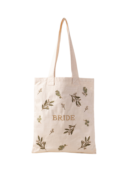 Elizabeth Scarlett Olive Branch Bride Cotton Tote Bag, Cream