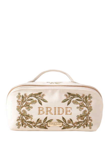 Elizabeth Scarlett Olive Branch Bride Flat Lay Pouch, Cream