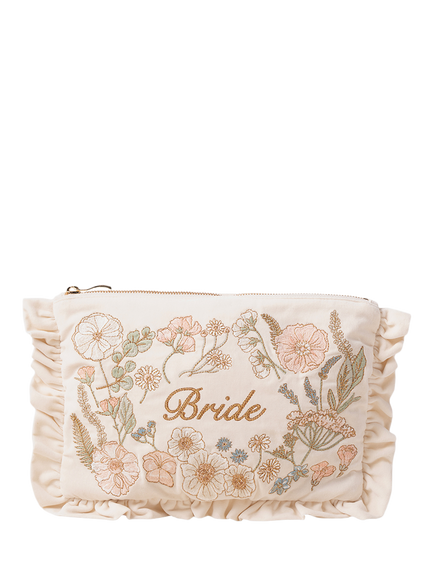 Elizabeth Scarlett Pressed Flowers Bride Pouch, Cream