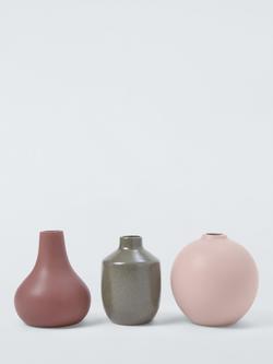 John Lewis Boxed Ceramic Bud Vases, Set of 3, H12cm, Multi, Multi