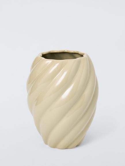 John Lewis Twist Ceramic Vase, H25cm, Neutral, Neutural