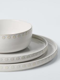 John Lewis Floral Dot Stoneware Set, 12 Piece, White, White White