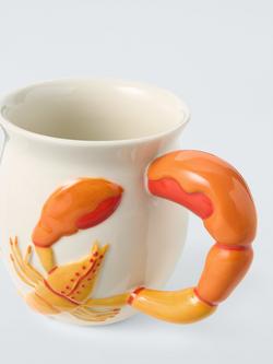 John Lewis Hand Painted Stoneware Shrimp Mug, 520ml, Orange/White - view 2, Multi