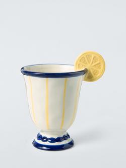 John Lewis Hand Painted Striped Stoneware Cup, 230ml, White/Blue, Multi