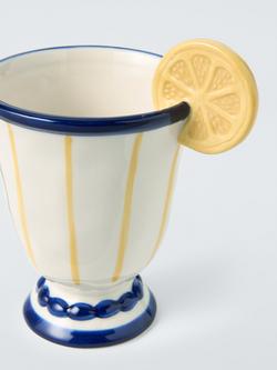 John Lewis Hand Painted Striped Stoneware Cup, 230ml, White/Blue - view 2, Multi