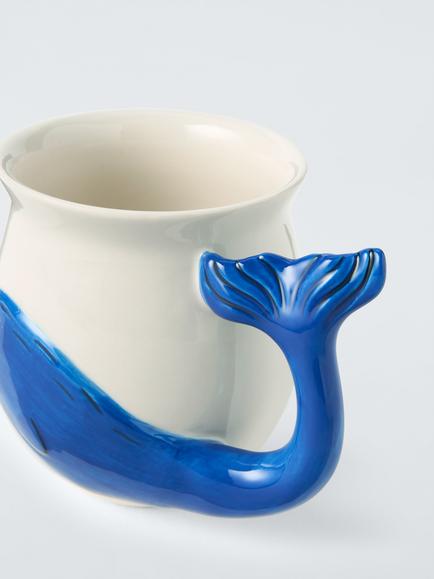 John Lewis Hand Painted Stoneware Whale Mug, 530ml, Blue/White - view 2, Multi