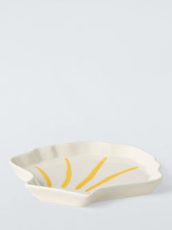 John Lewis Hand Painted Small Stoneware Shrimp Plate, 17cm, White/Yellow - view 2, Multi