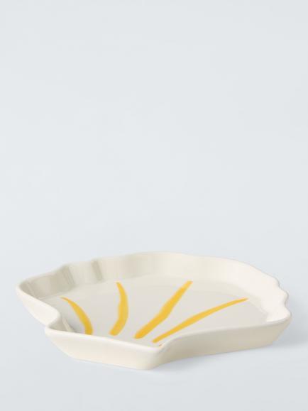 John Lewis Hand Painted Small Stoneware Shrimp Plate, 17cm, White/Yellow - view 2, Multi