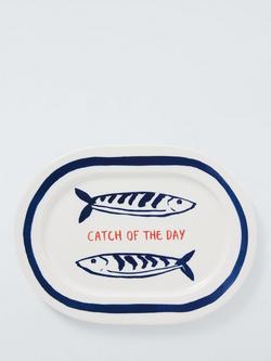 John Lewis Fish Catch of the Day Oval Fine China Platter, 35cm, Blue/Multi - view 2, Multi