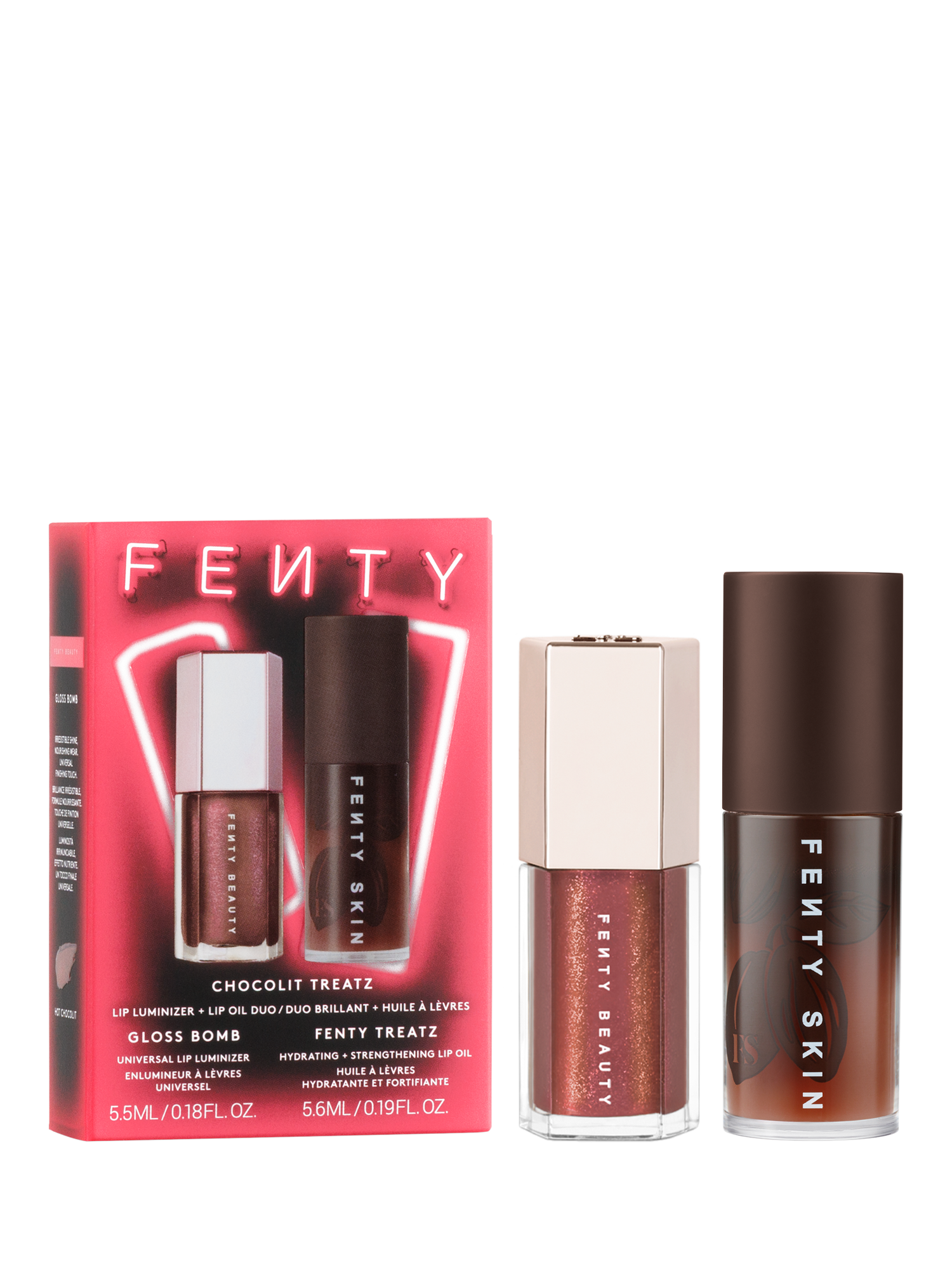 Fenty Skin Chocolit Treatz Lip Luminiser & Lip Oil Duo Makeup Gift Set