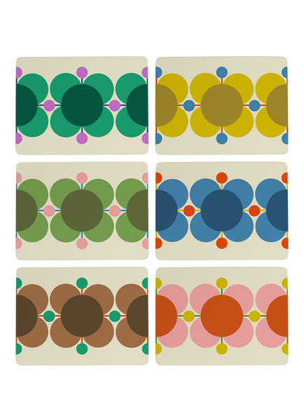 Orla Kiely Atomic Flower Cork-Backed Placemat, Set of 6, Assorted, Assorted