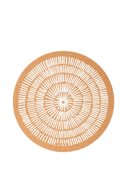 LIGA Sandy White Cork Round Placemats, Set of 4, Natural, Natural