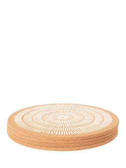 LIGA Sandy White Cork Round Placemats, Set of 4, Natural - view 2, Natural