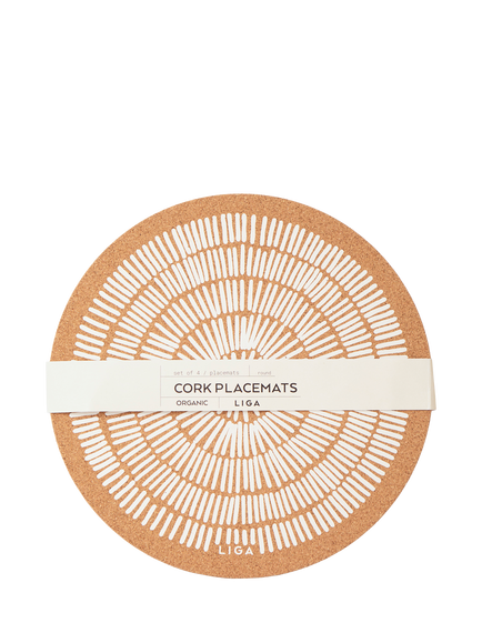 LIGA Sandy White Cork Round Placemats, Set of 4, Natural - view 2, Natural